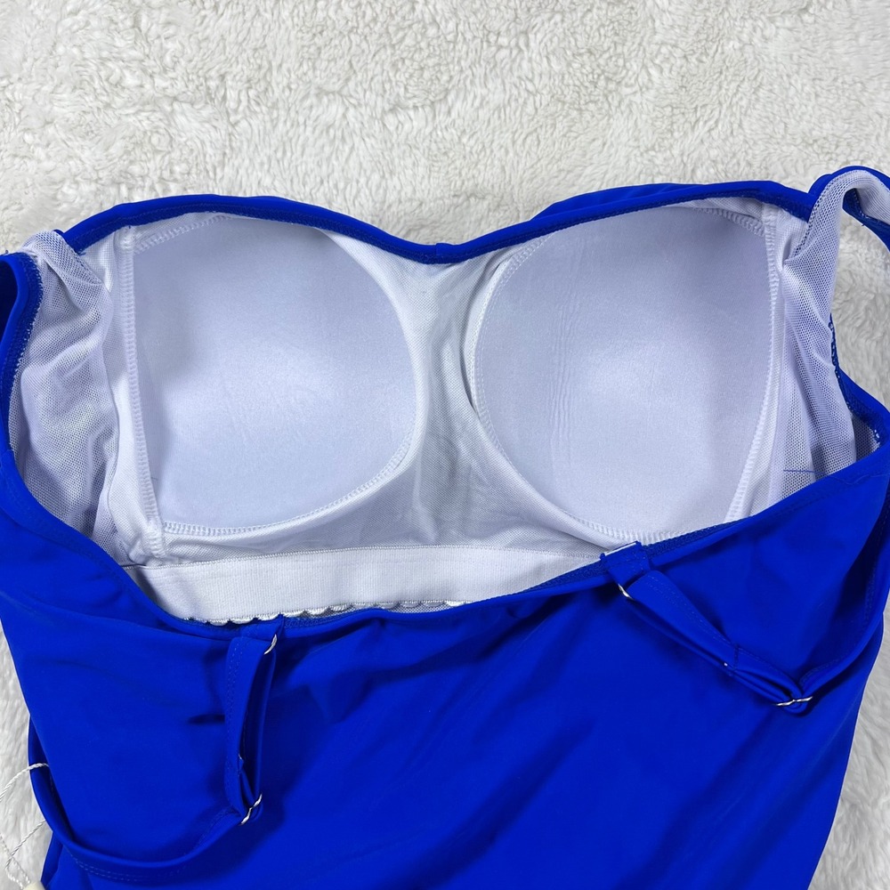 Ekouaer Womens Royal Blue Ruched One Piece Swimsuit Padded Sweetheart Size L NEW - Picture 7 of 11